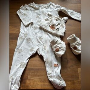 Souris Mini bunny animal print cream pyjamas sets size 6-9 months